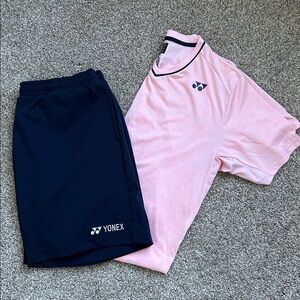 Yonex Men's Pink V-Neck Tee